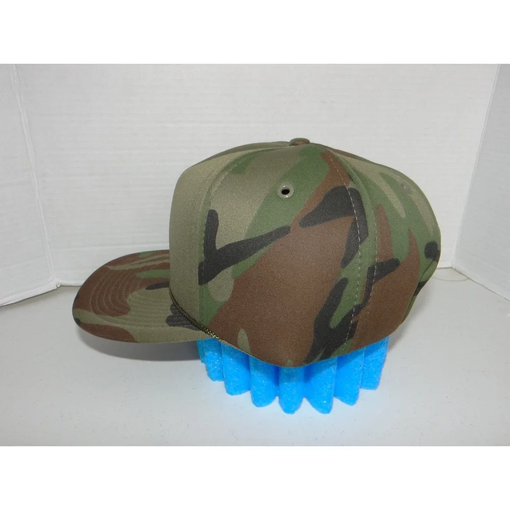 Vintage San Sun Woodland Camo Trucker Hat Snapback Rope Flat Bill Mens Cap 4167